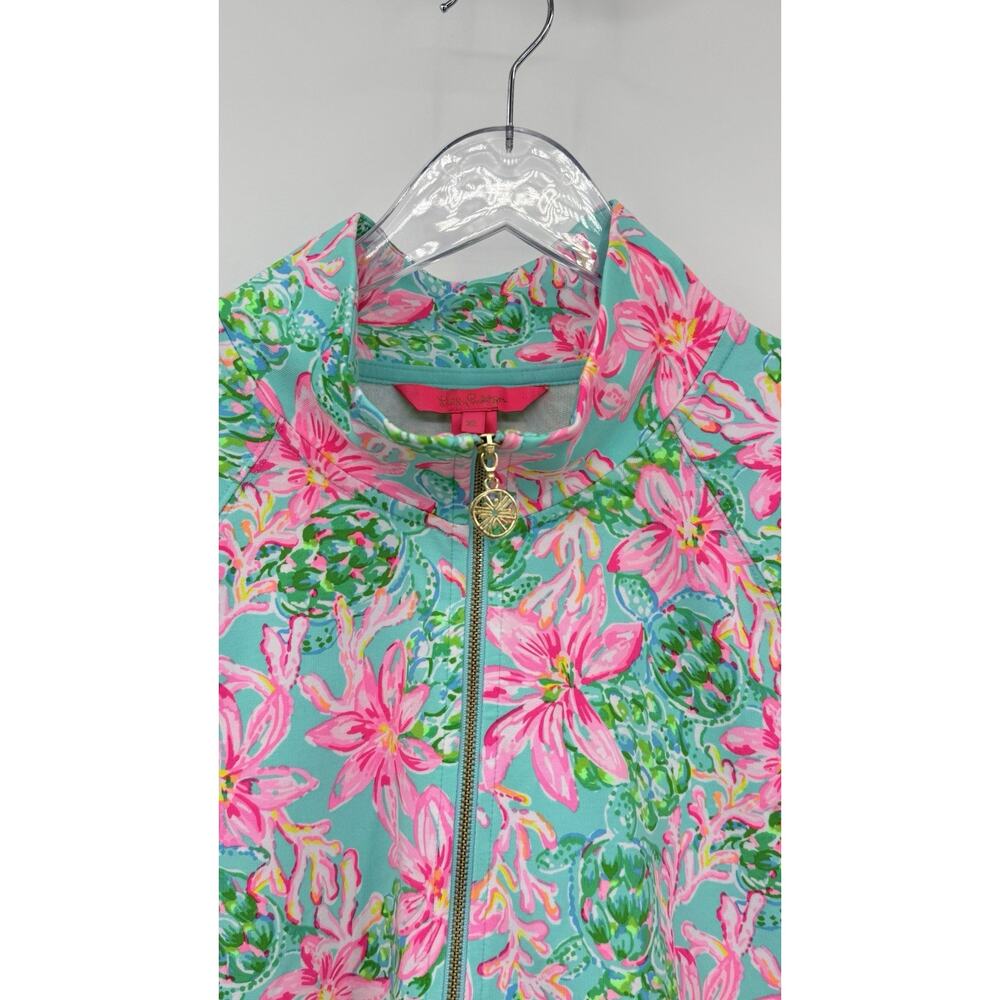 Lilly Pulitzer Skipper Popover Blue So Shellegant Sea Turtle Floral UPF 50 XL - Picture 4 of 7